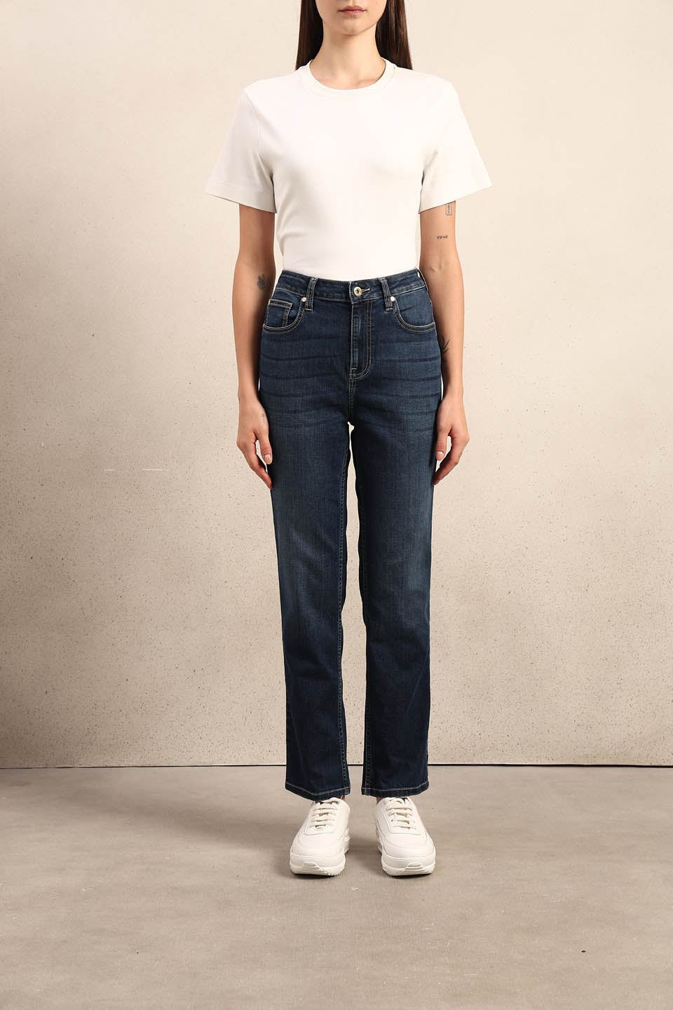 Blue Mid Rise Slim Fit Jeans