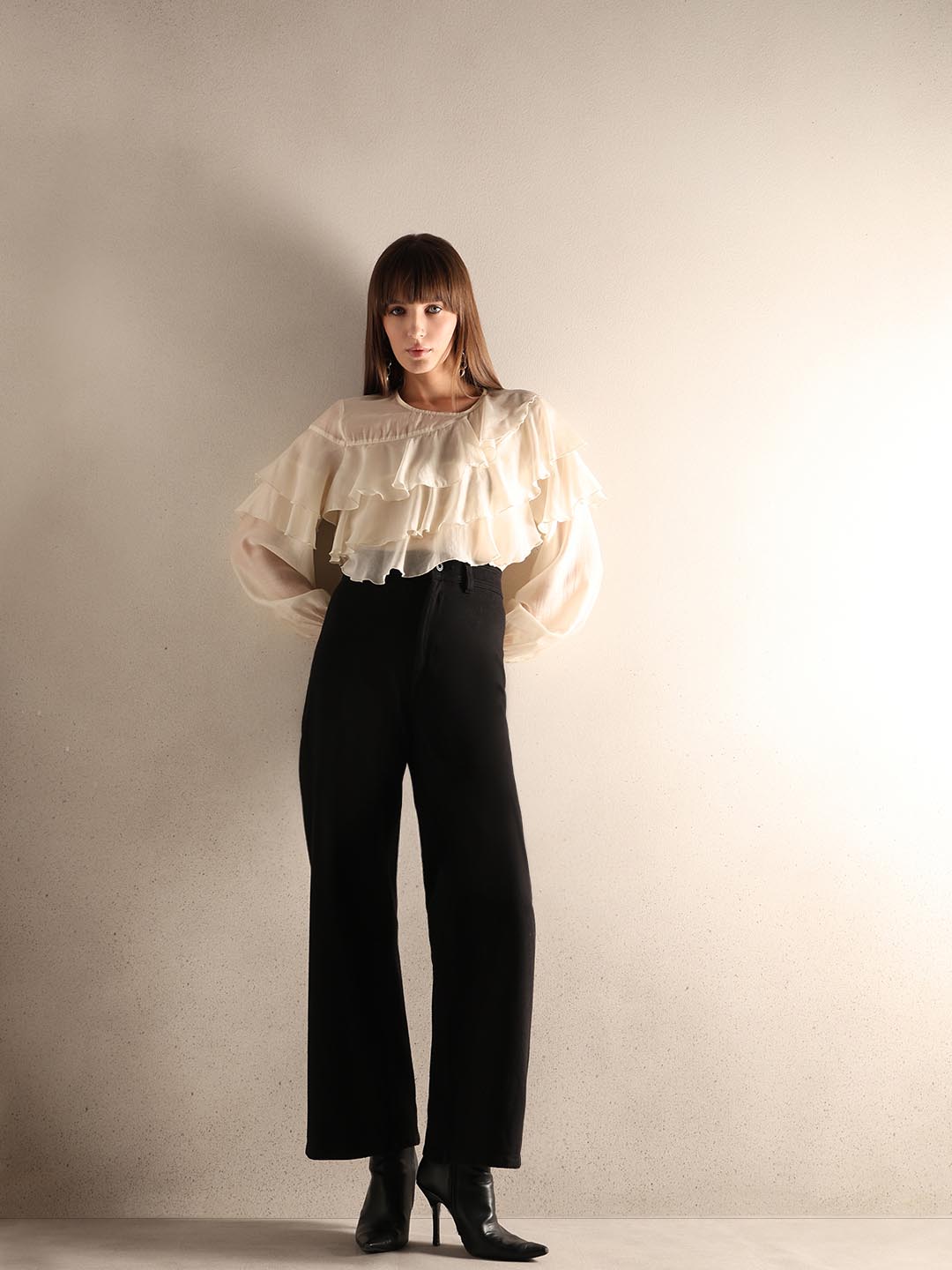 Black Wide Leg Mid Rise Jeans