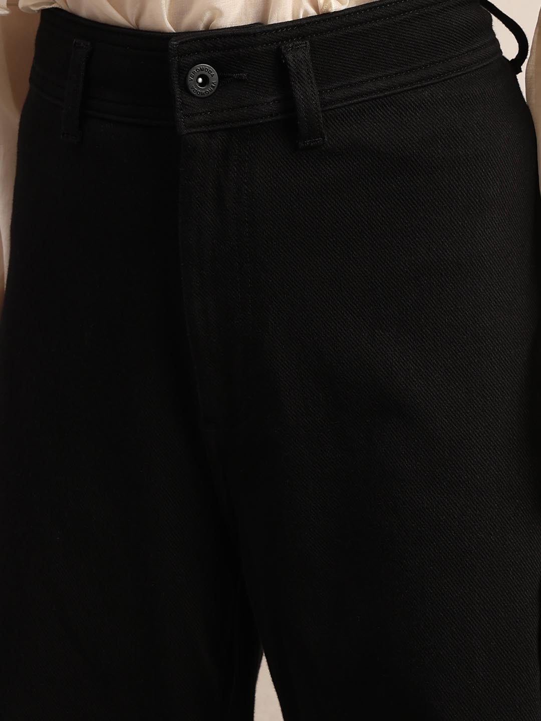 Black Wide Leg Mid Rise Jeans