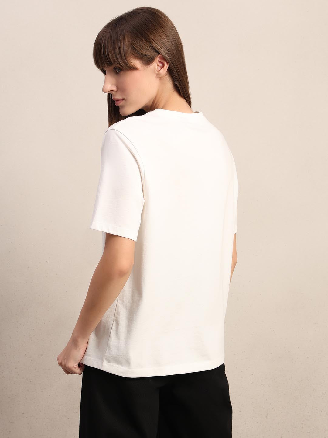 White Animal Print Cotton T-shirt