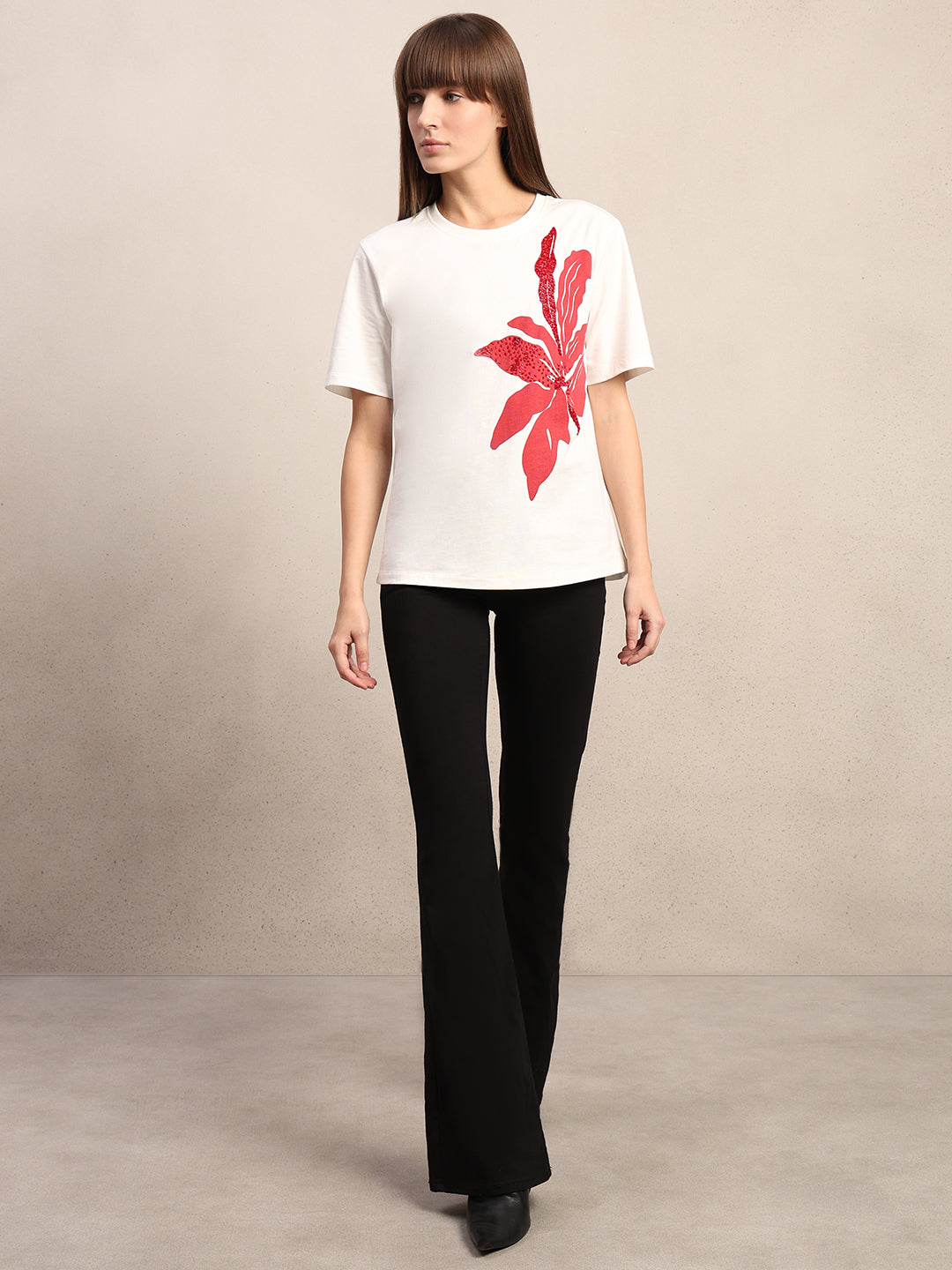 White Printed Cotton T-shirt