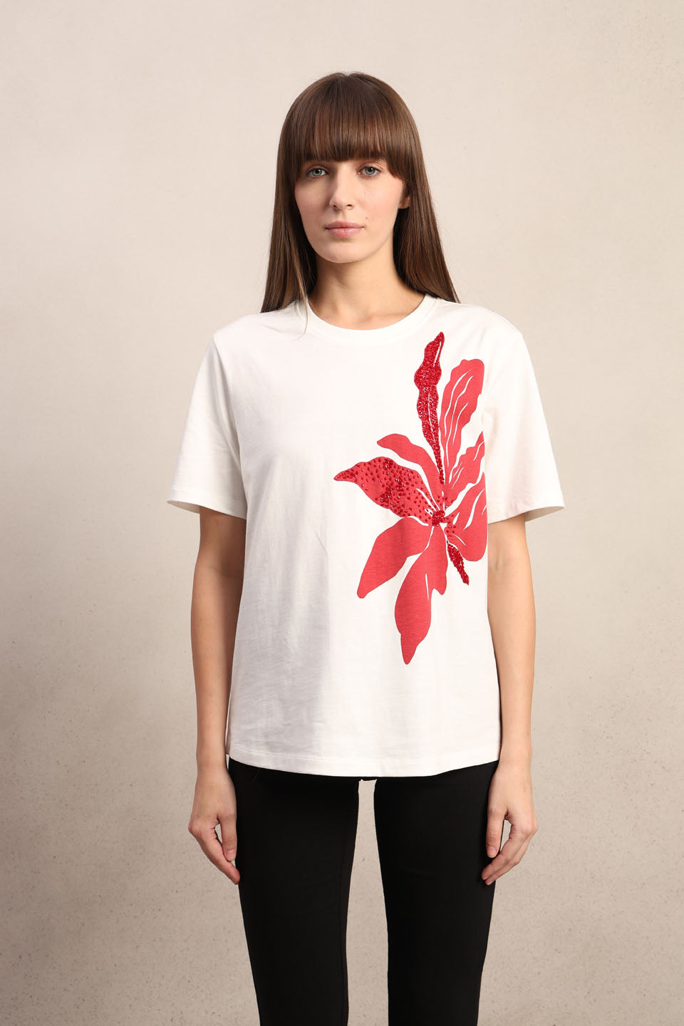 White Printed Cotton T-shirt