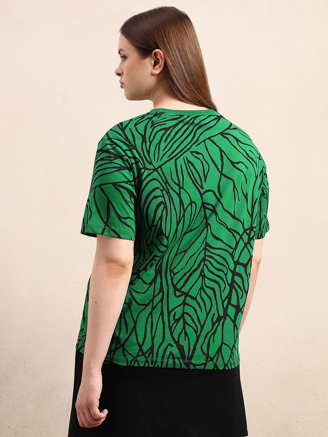 Curve Leopard Print Cotton T-Shirt