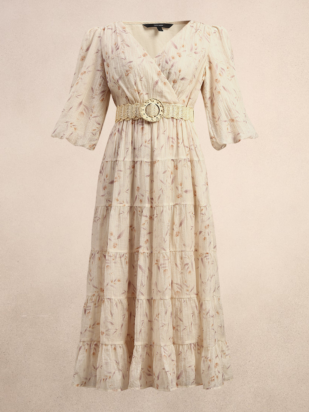 Ecru Floral Midi Dress