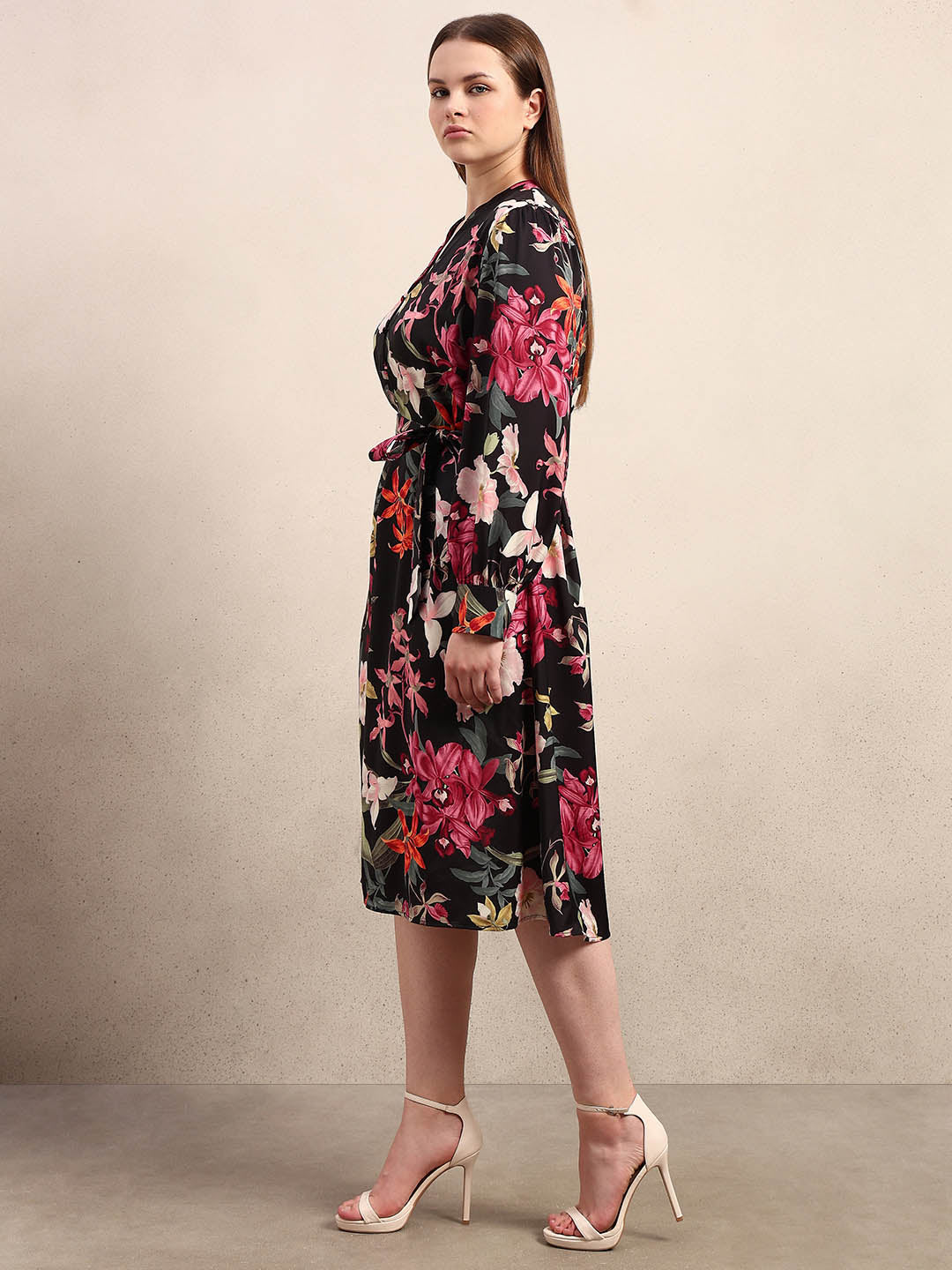 Curve Floral Print Midi Dress