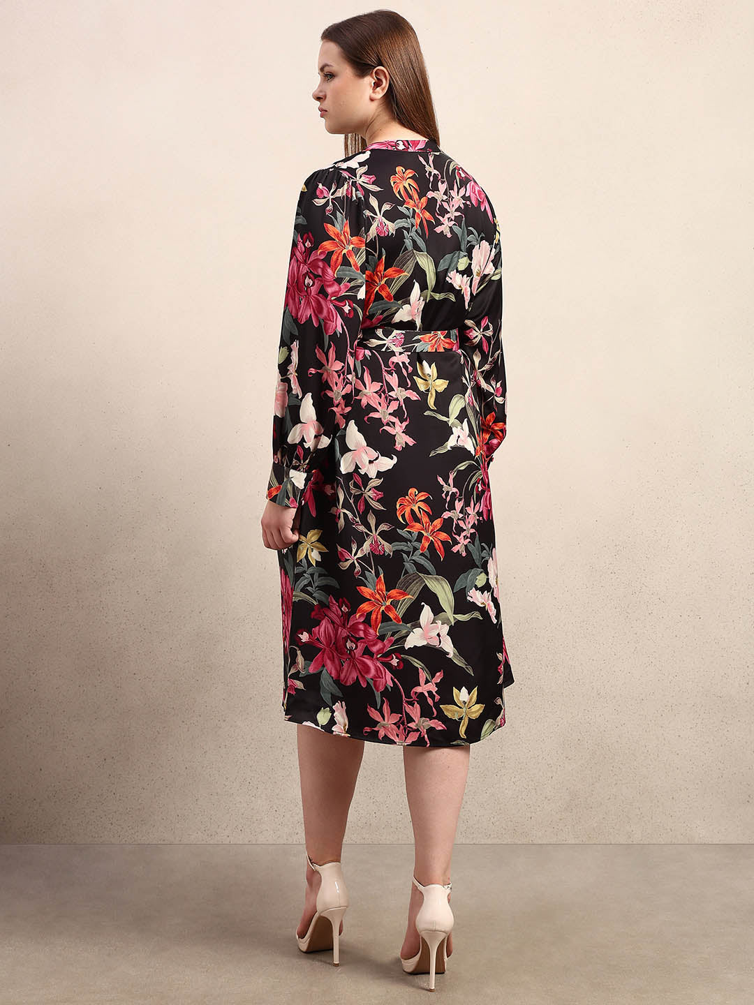 Curve Floral Print Midi Dress