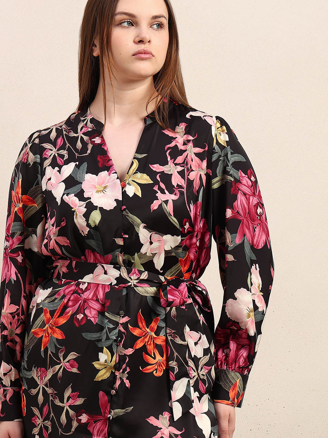 Curve Floral Print Midi Dress