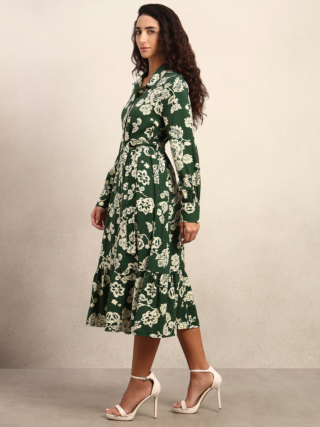 Floral Belted Shirt Dress