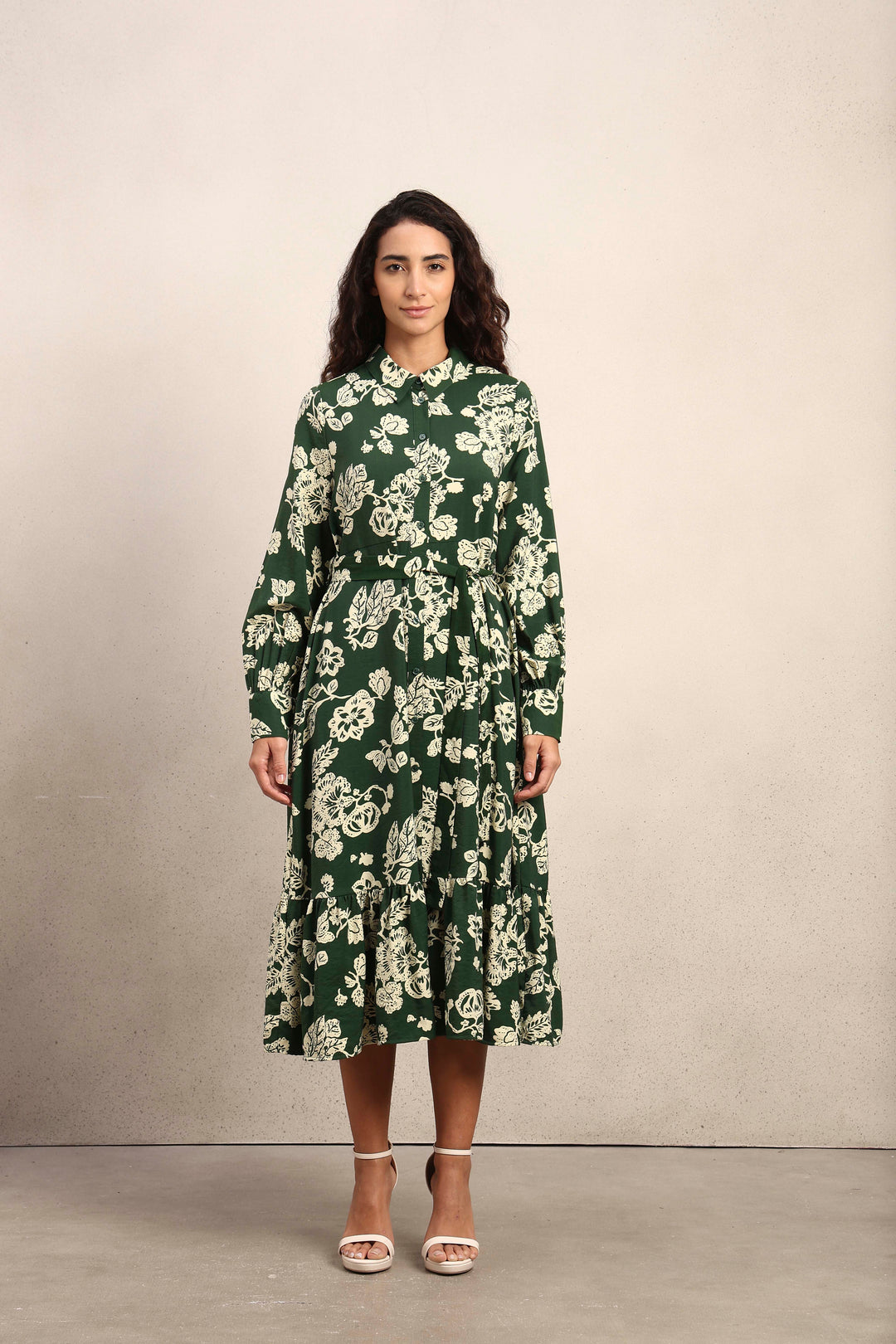 Floral Belted Shirt Dress