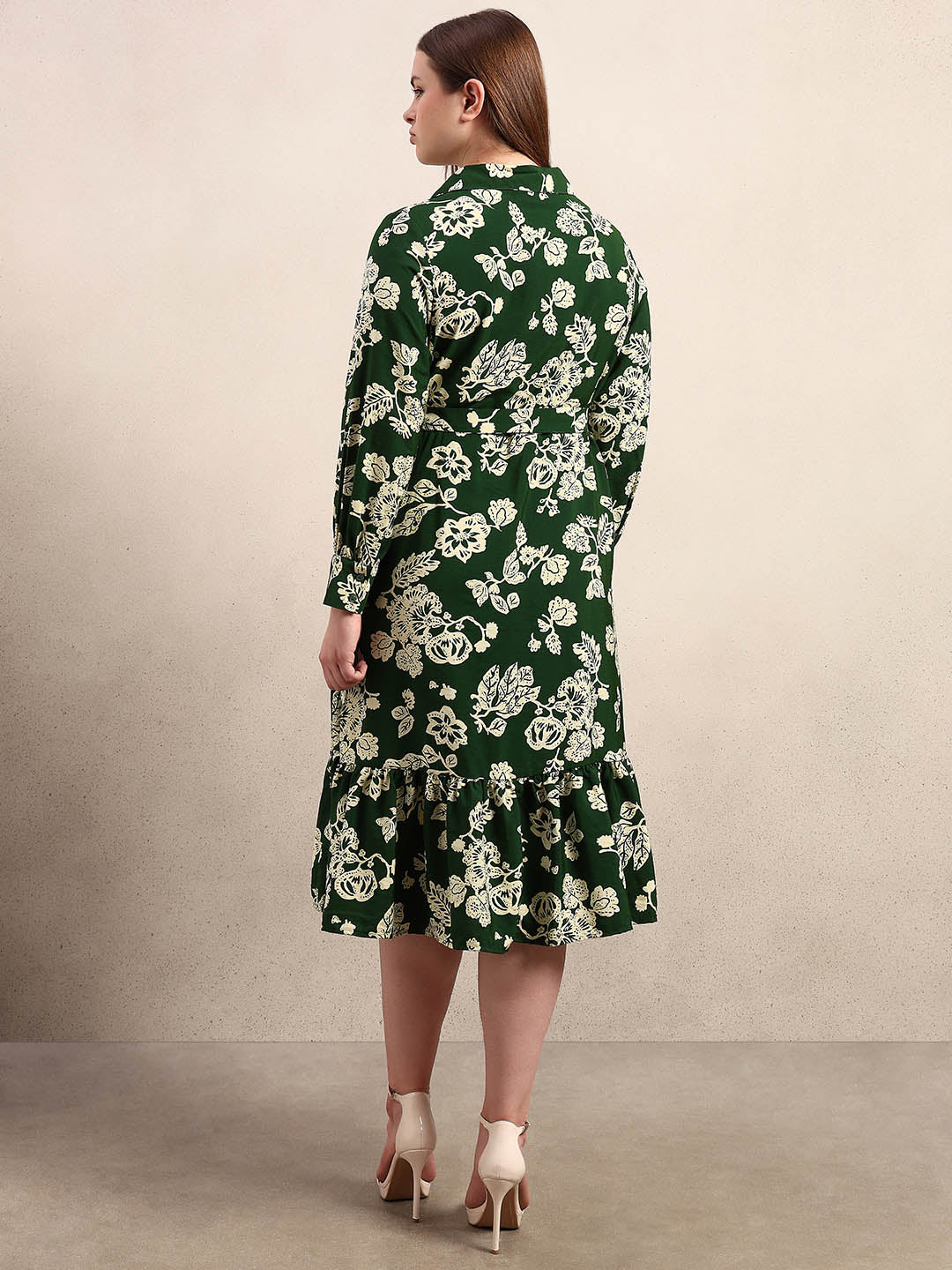 Curve Floral Belted Midaxi Dress