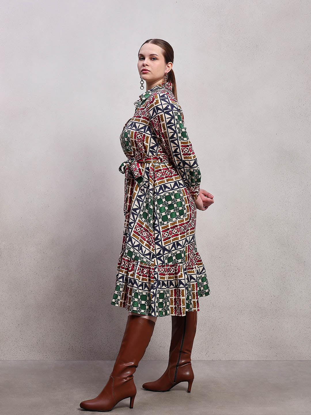Curve Multi-Colour Printed Midaxi Dress