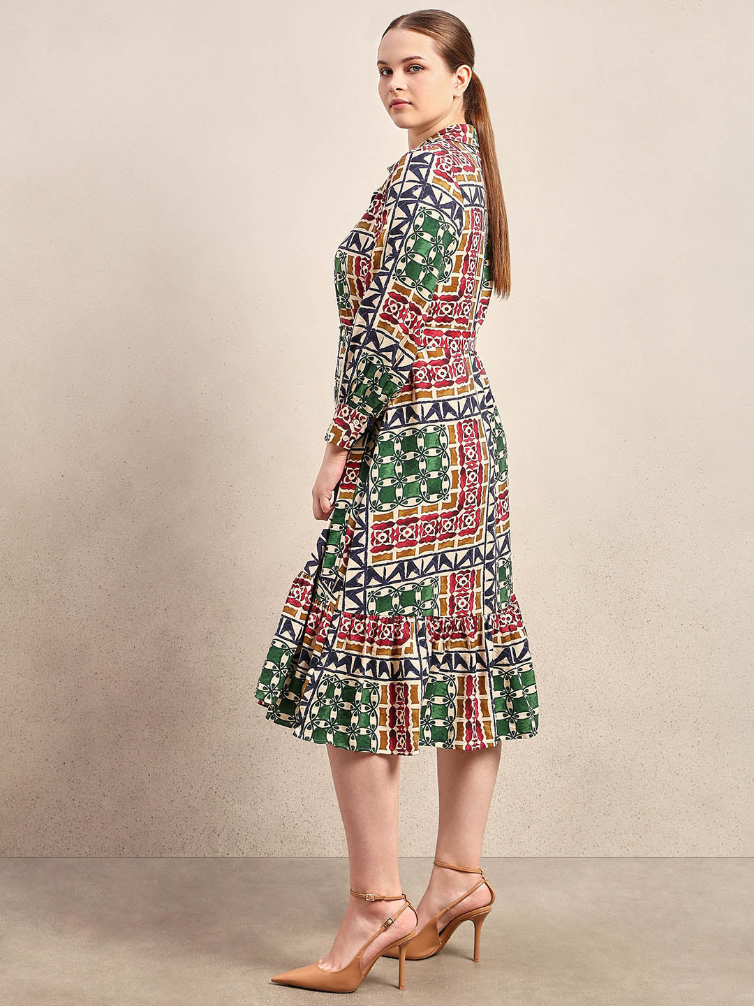 Curve Multi-Colour Printed Midaxi Dress