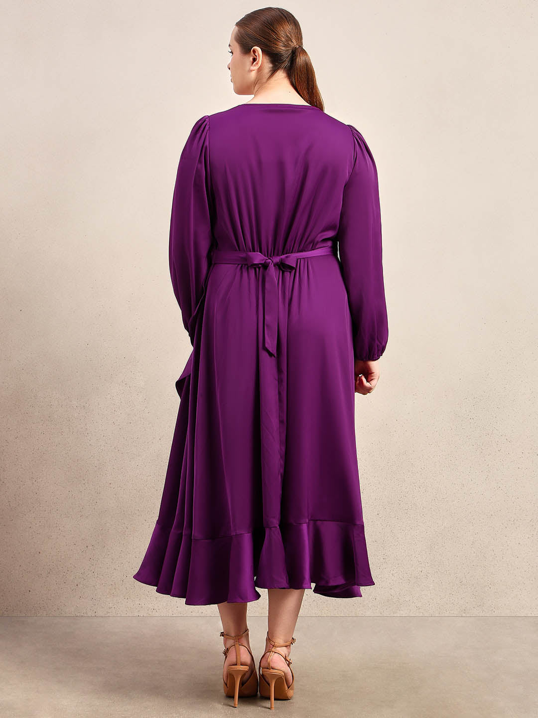 Curve Ruffle V-Neck Dress