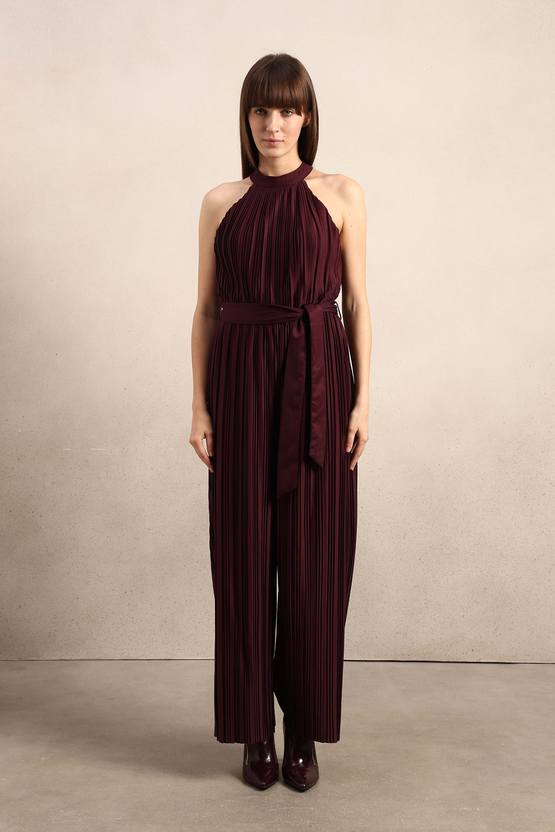 Pleated Halter Neck Jumpsuit