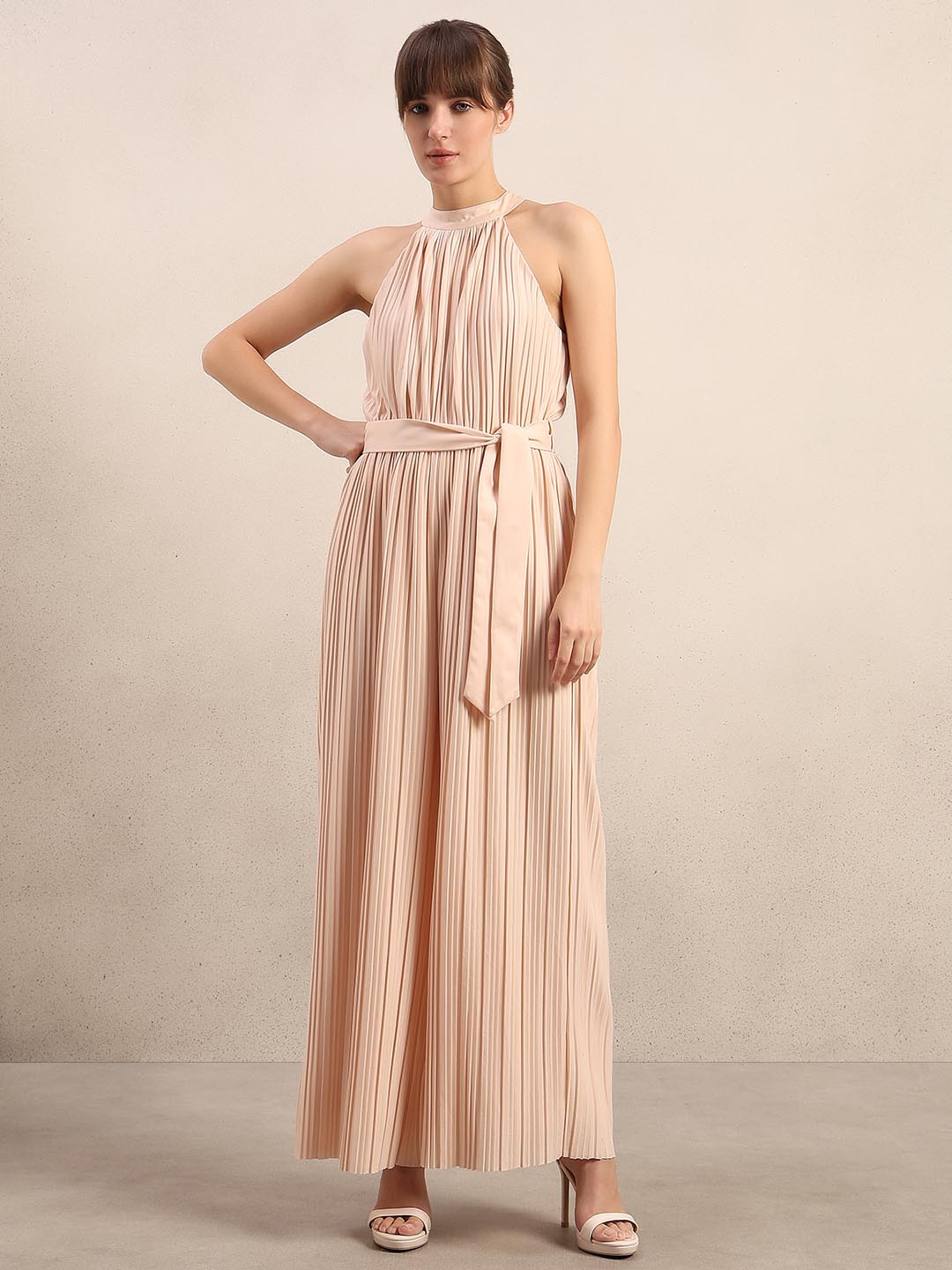 Crystal Pink Pleated Jumpsuit