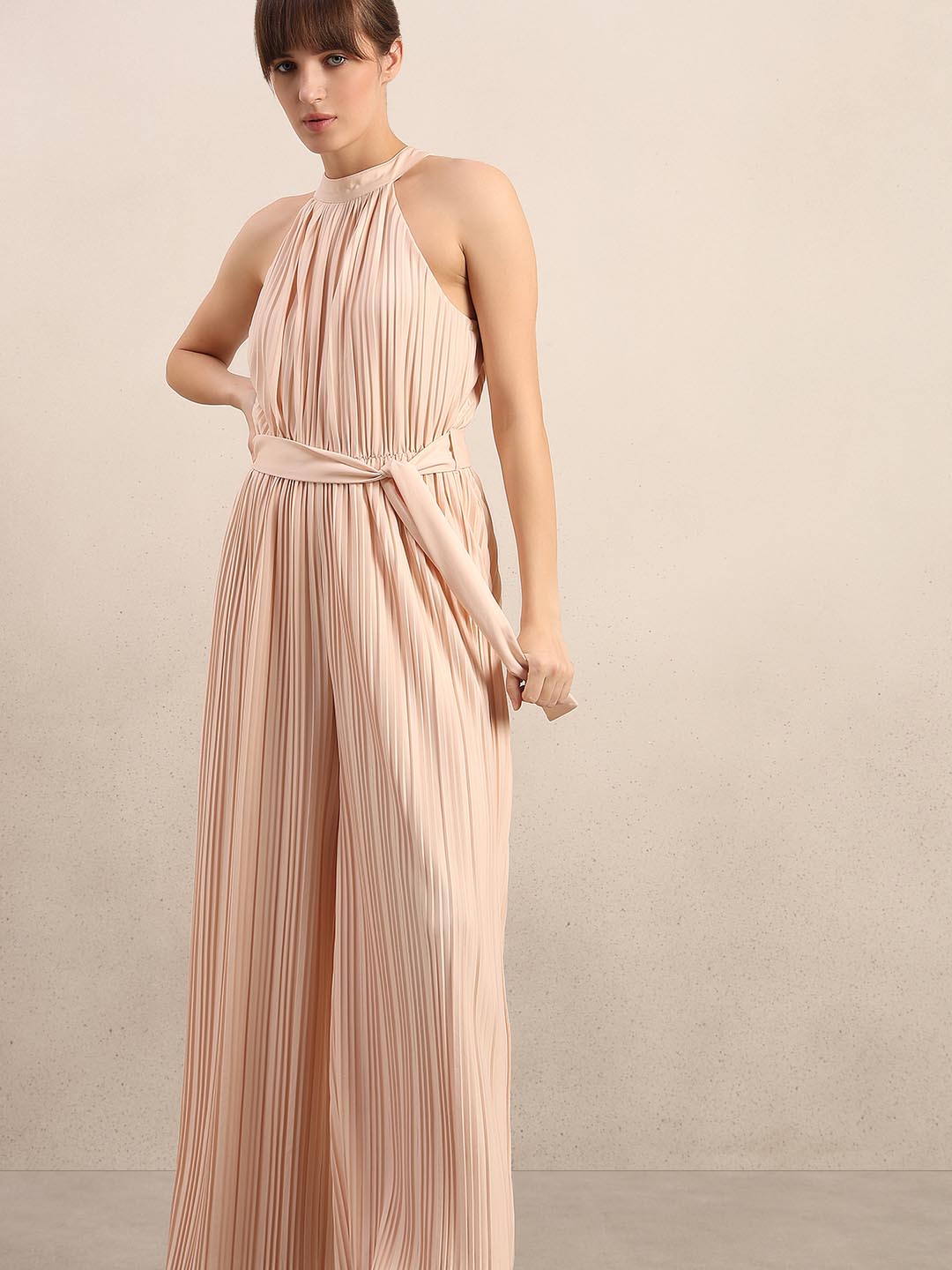 Crystal Pink Pleated Jumpsuit