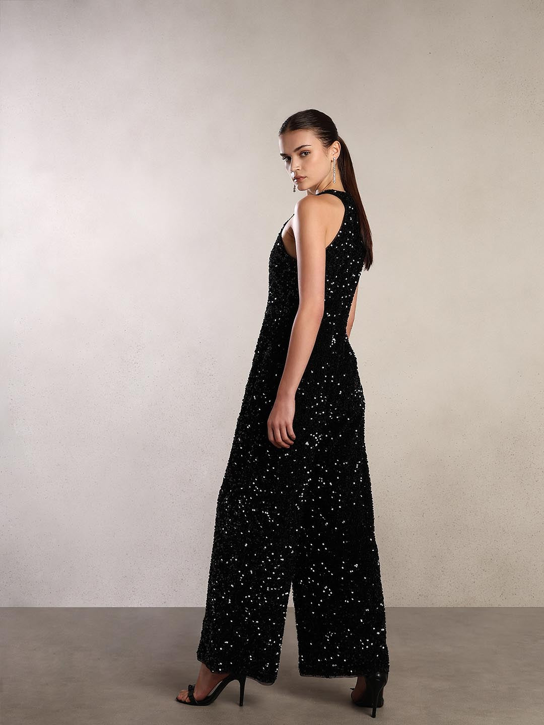 Black Emebellished Jumpsuit