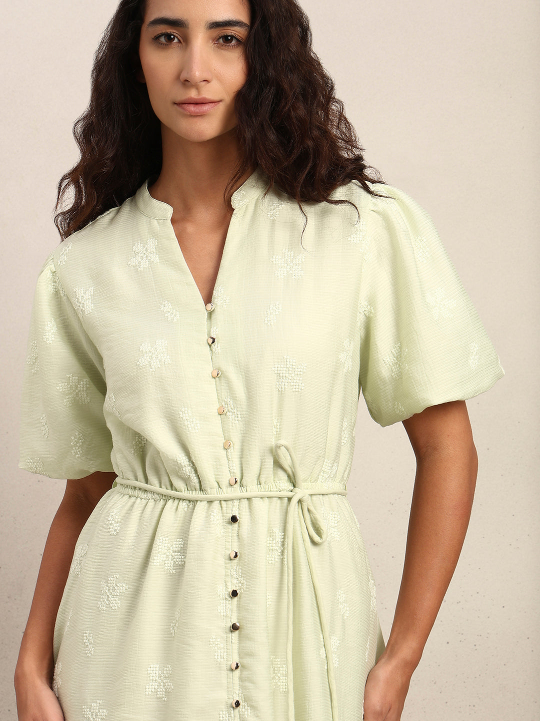 Embroidered V-Neck Dress