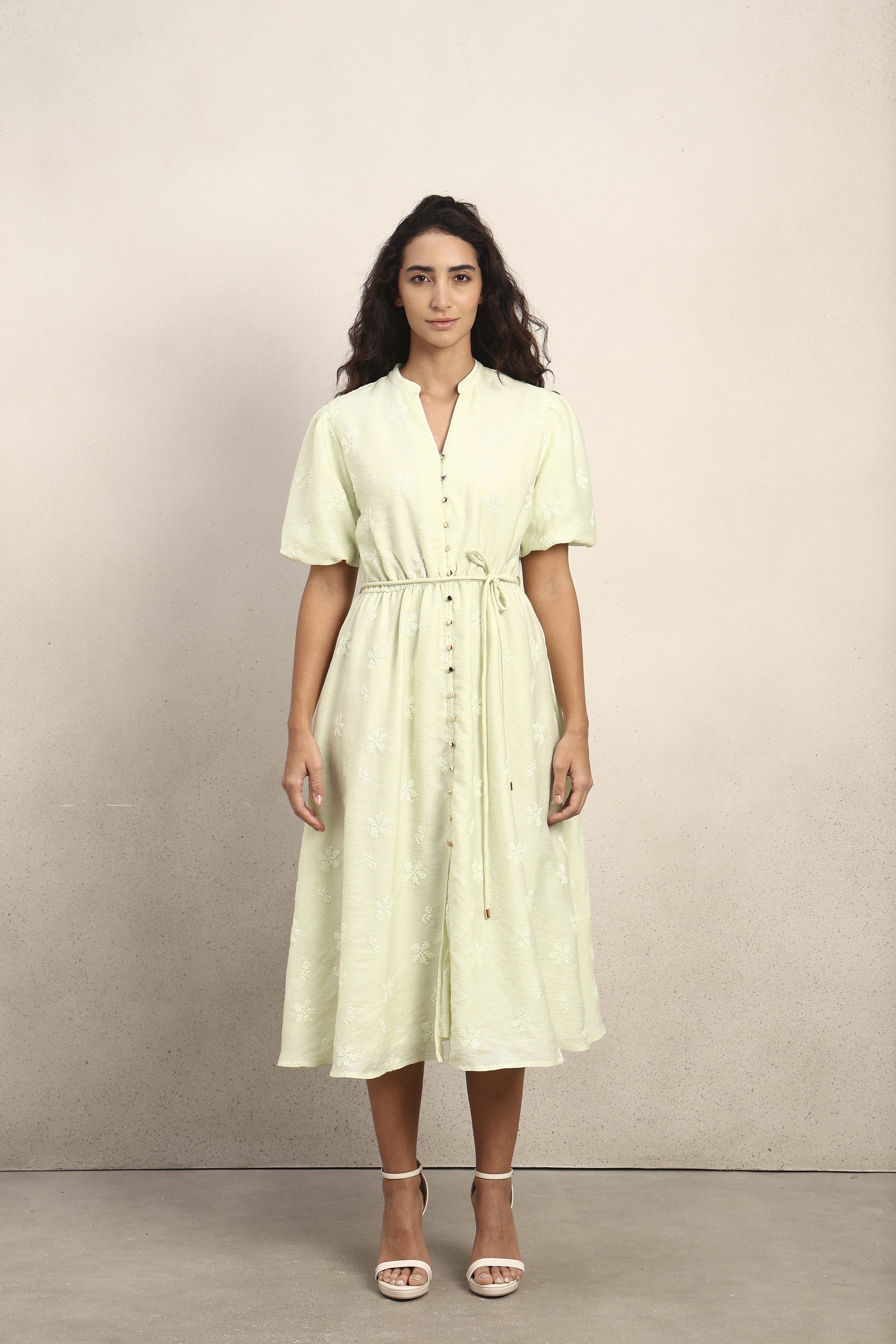 Embroidered V-Neck Dress