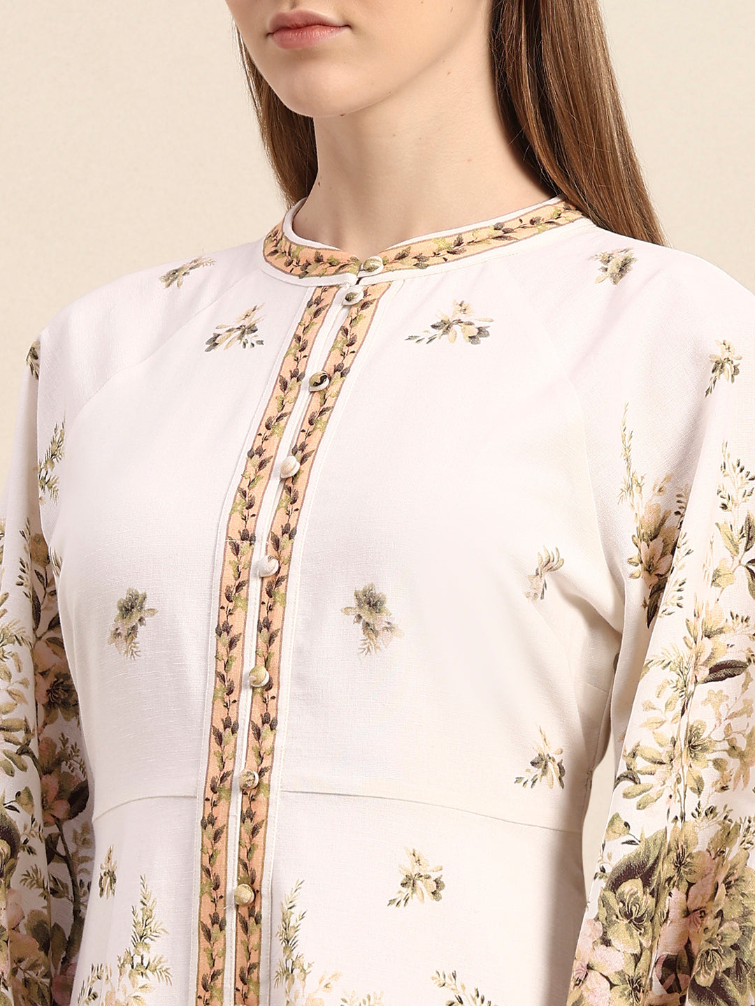 Floral Linen Blend Midi Dress