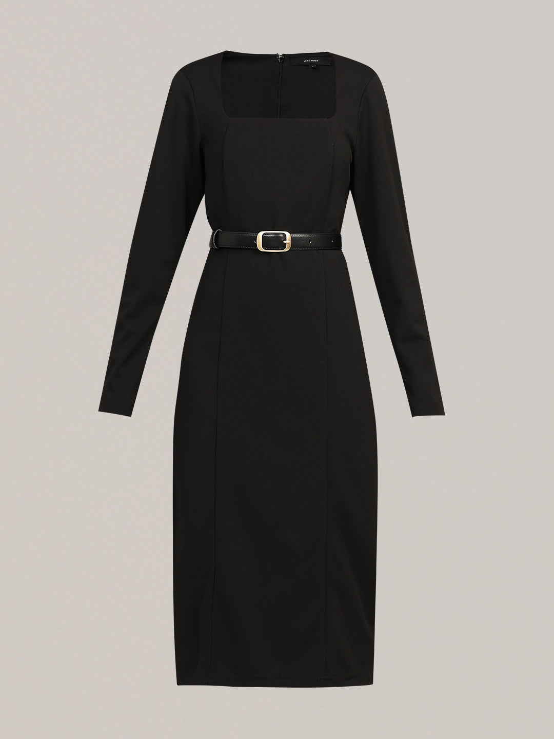 Black Belted Midi Dress