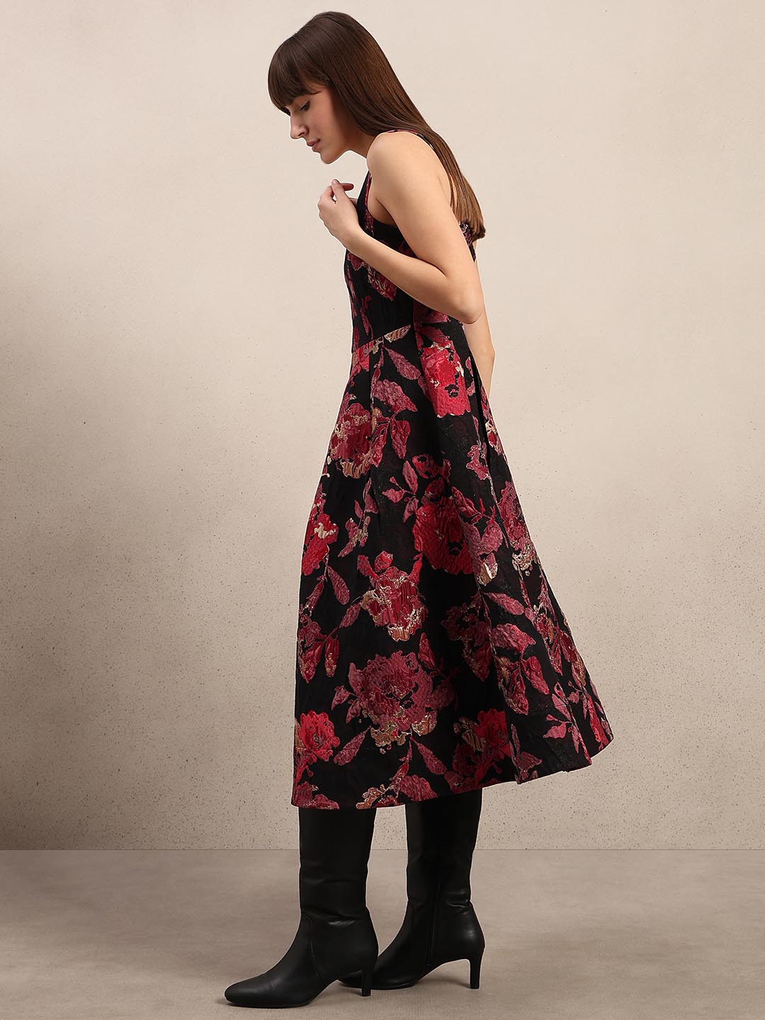 Black & Red Square Neck Dress