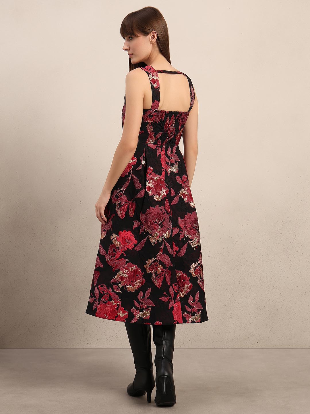 Black & Red Square Neck Dress