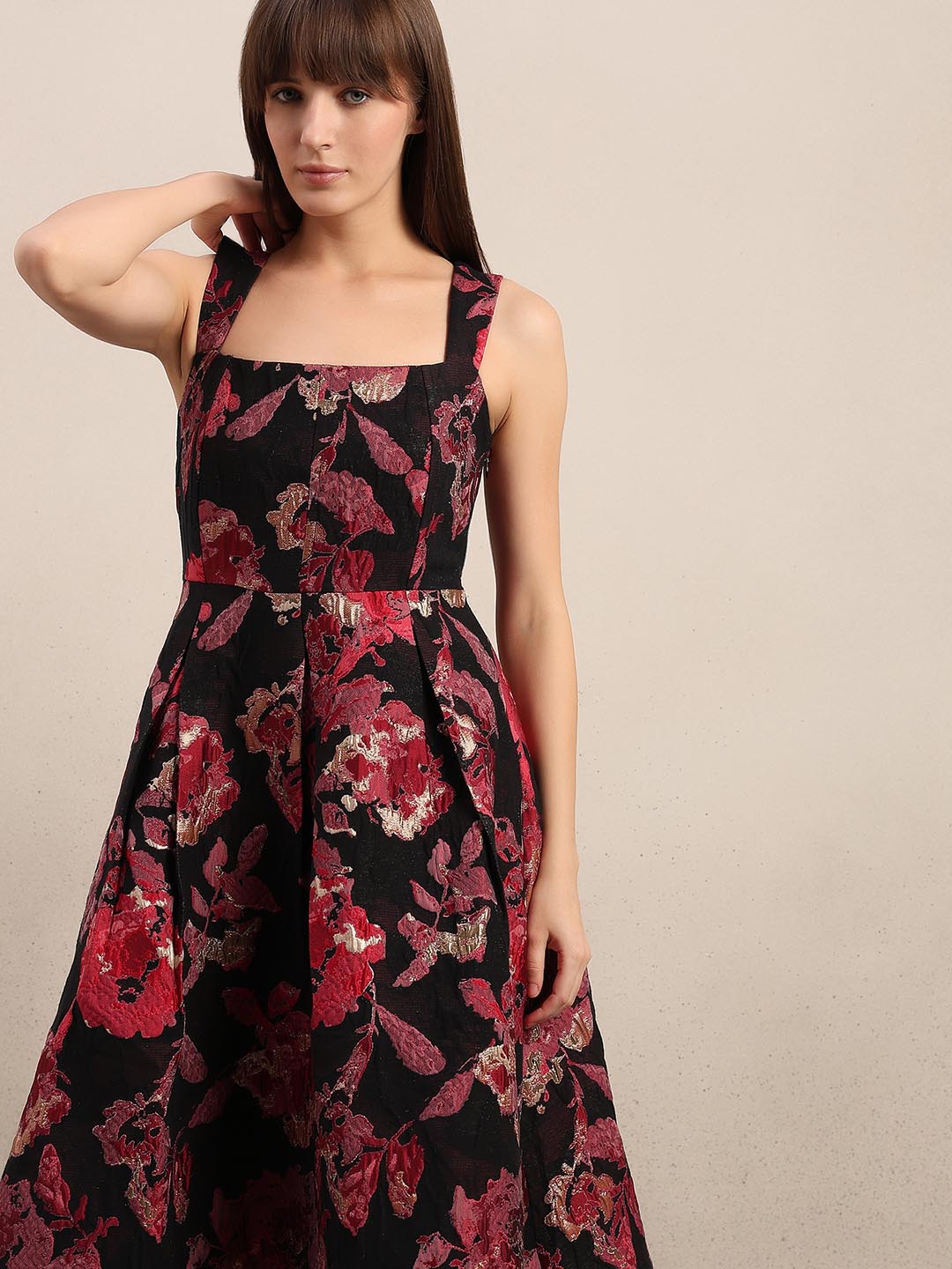 Black & Red Square Neck Dress