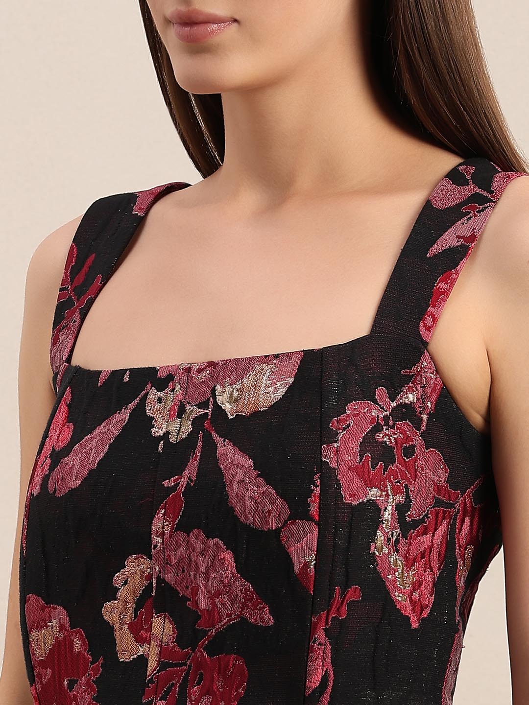 Black & Red Square Neck Dress