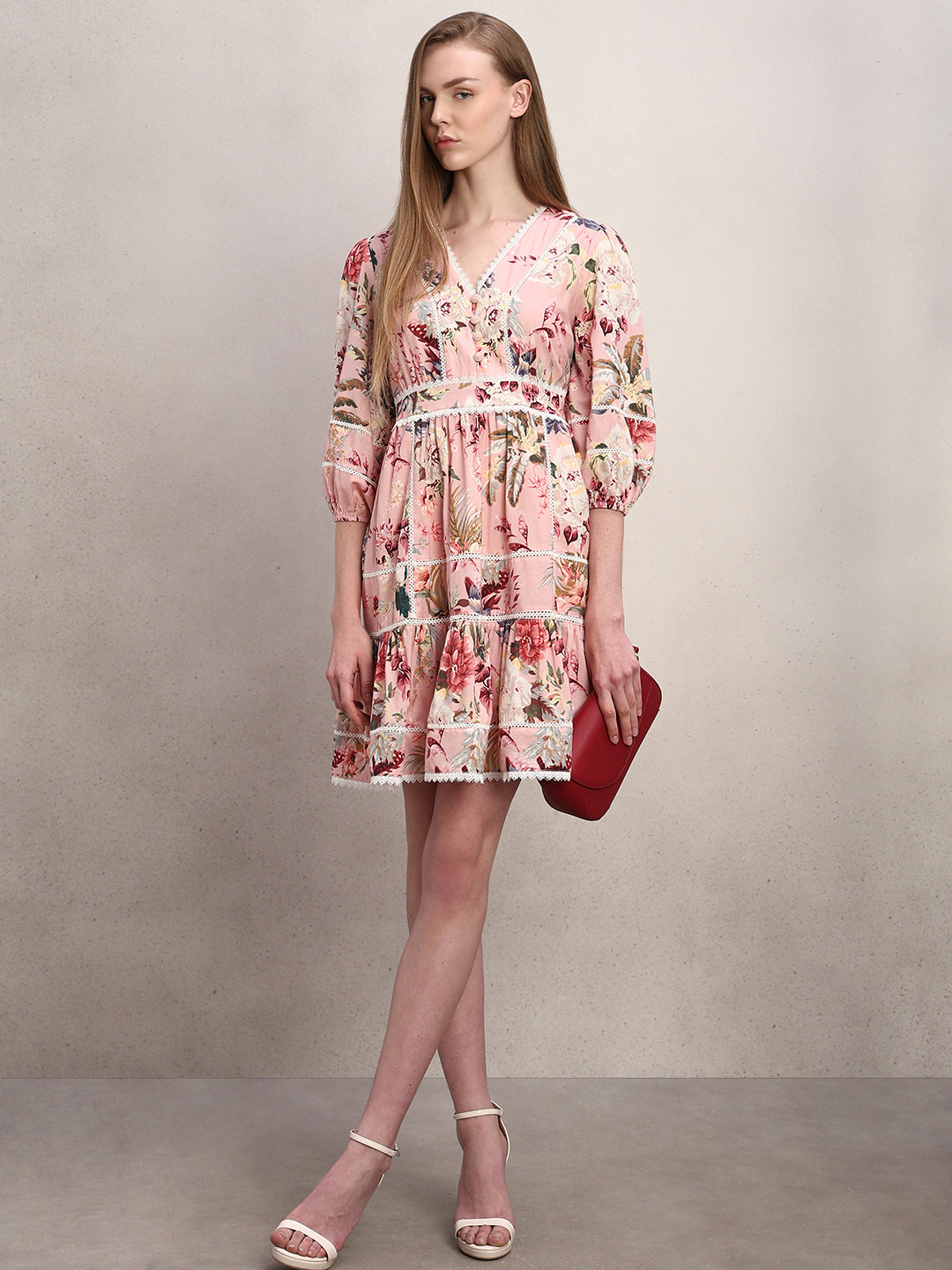 floral frill mini dress Floral Ruffle Mini Dress
