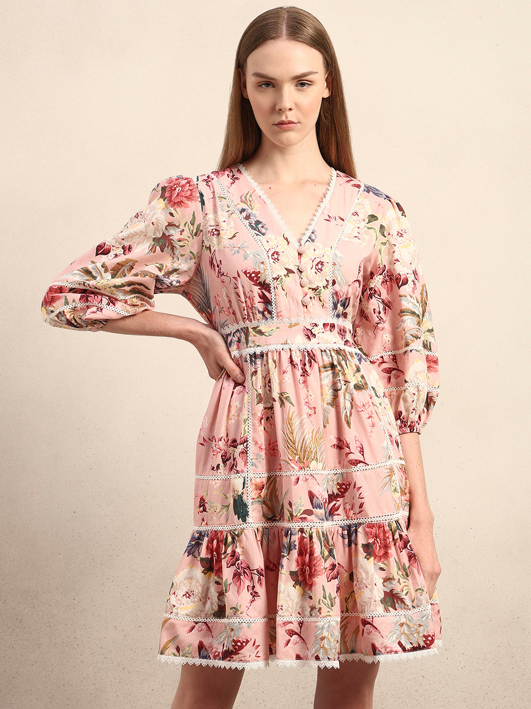 Floral Ruffle Mini Dress