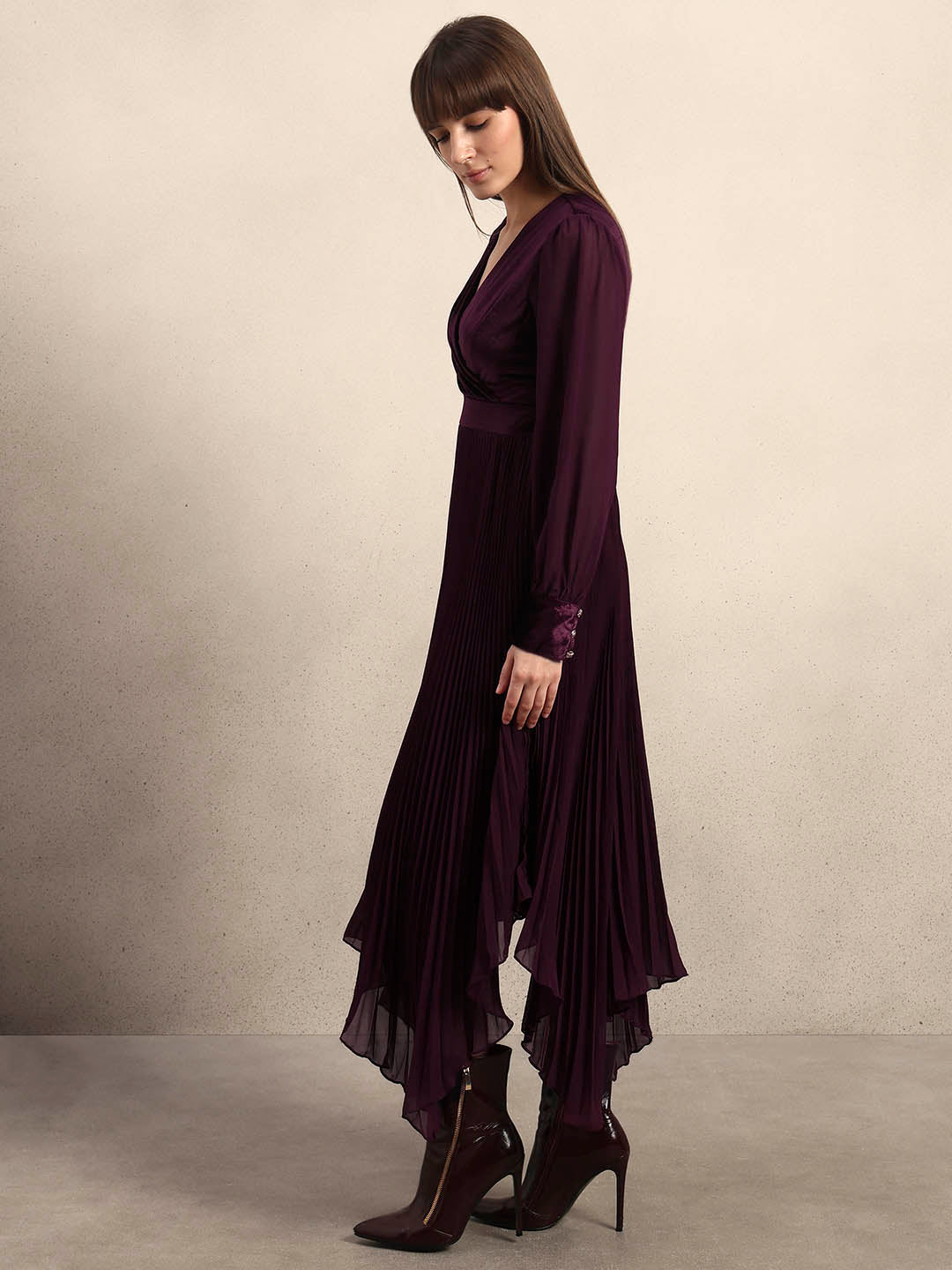 Violet Pleated Maxi Dress