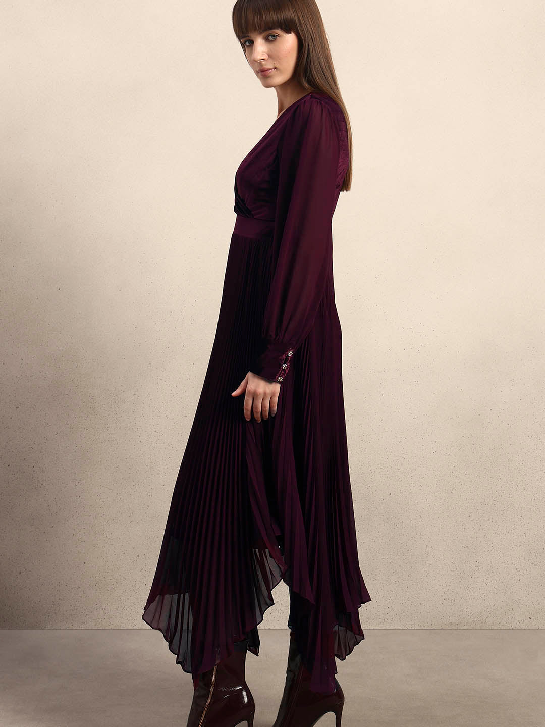 Violet Pleated Maxi Dress