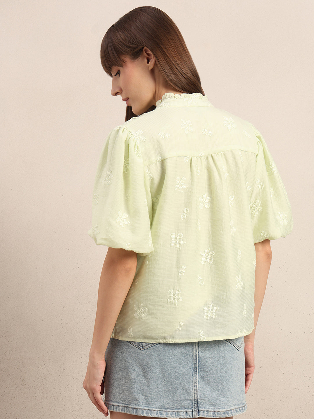 Green Embroidered Top