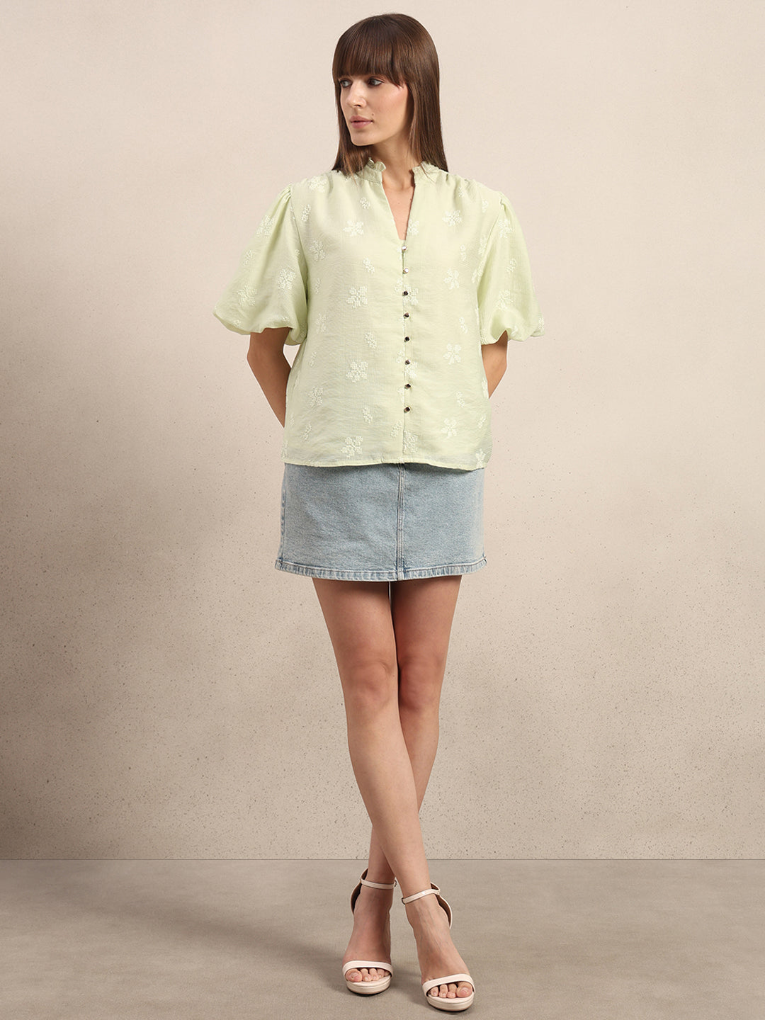 Green Embroidered Top