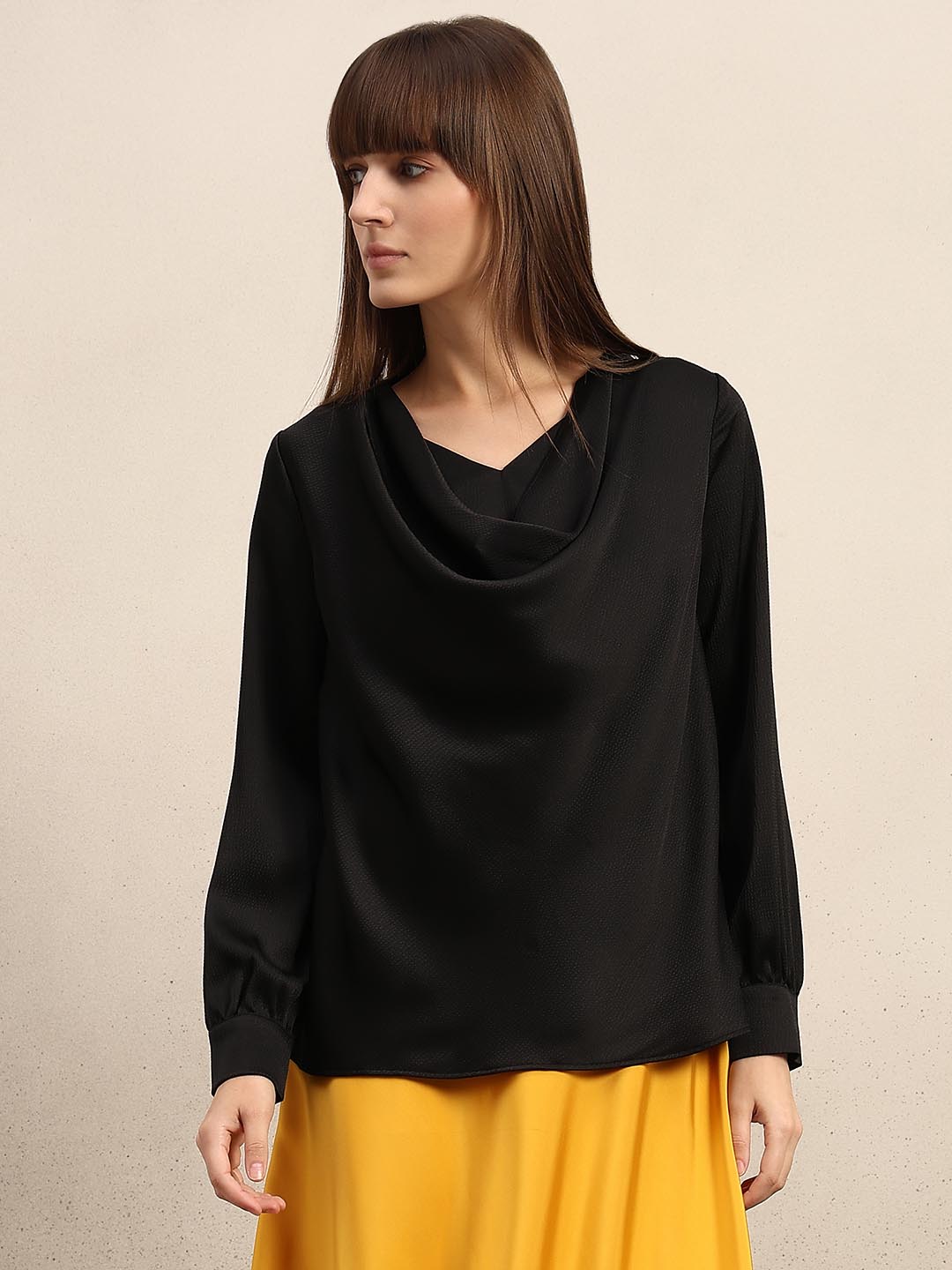 Black Cowl Neck Top