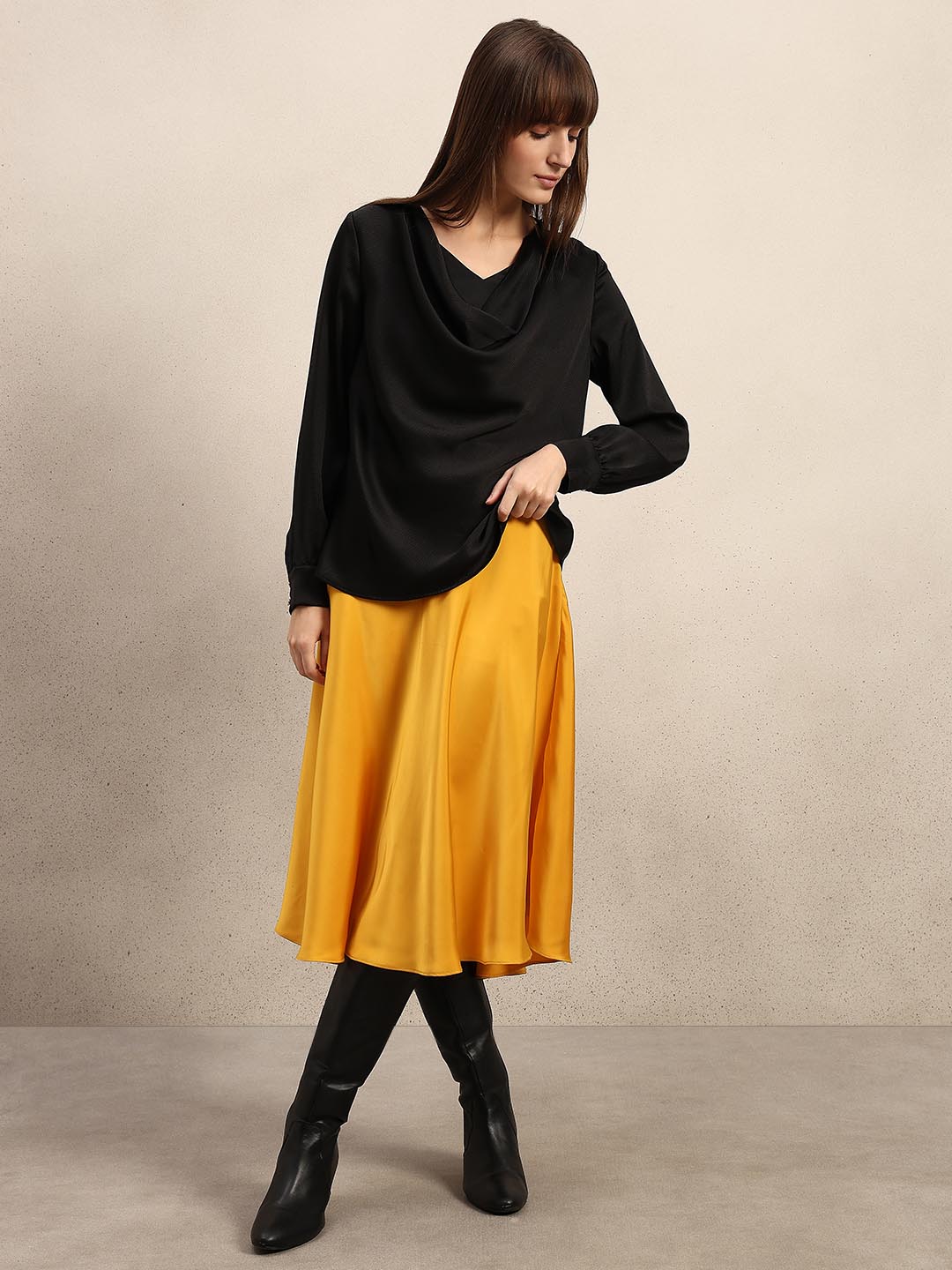 Black Cowl Neck Top