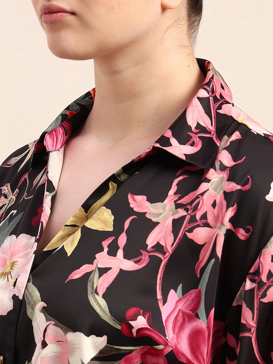 CURVE Black Floral Shirt