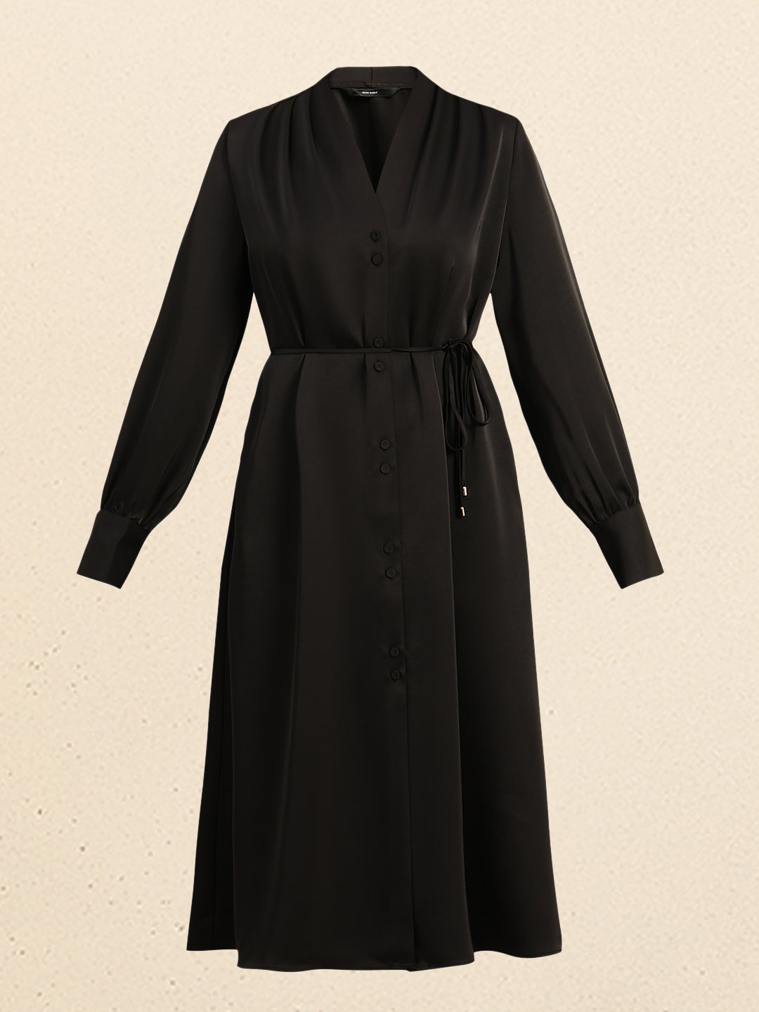 Satin V-Neck Midi Dress