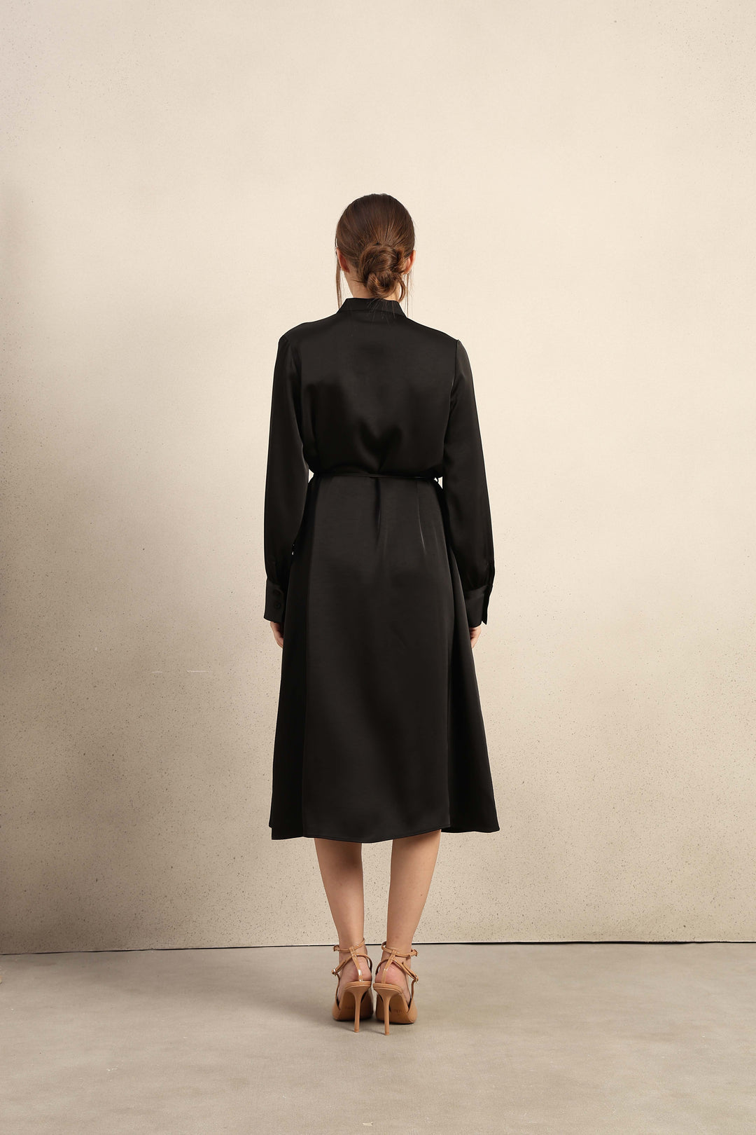 Satin V-Neck Midi Dress