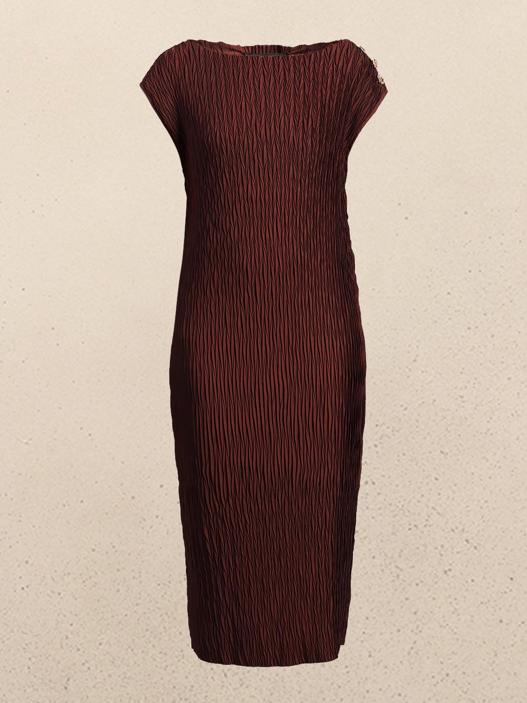 Chocolate Brown Textured Midi Dress