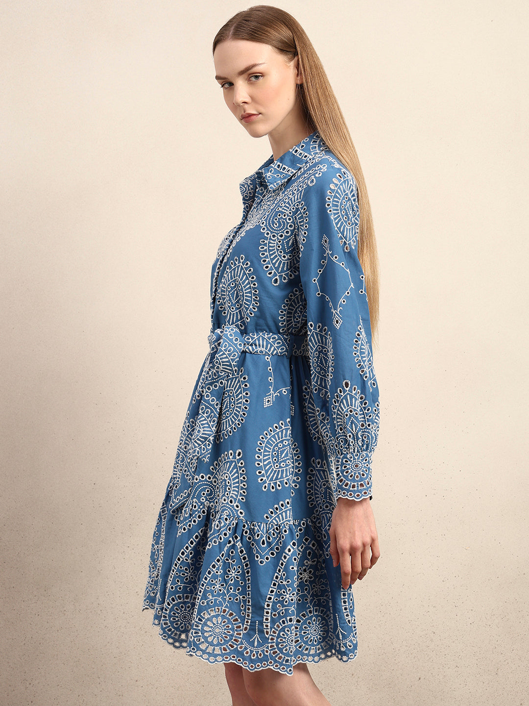 Embroidered Cotton Shirt Dress