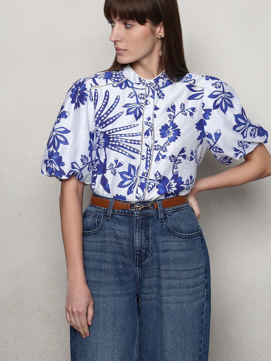 Floral Puff Sleeves Shirt