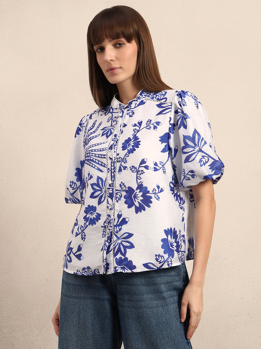 Floral Puff Sleeves Shirt