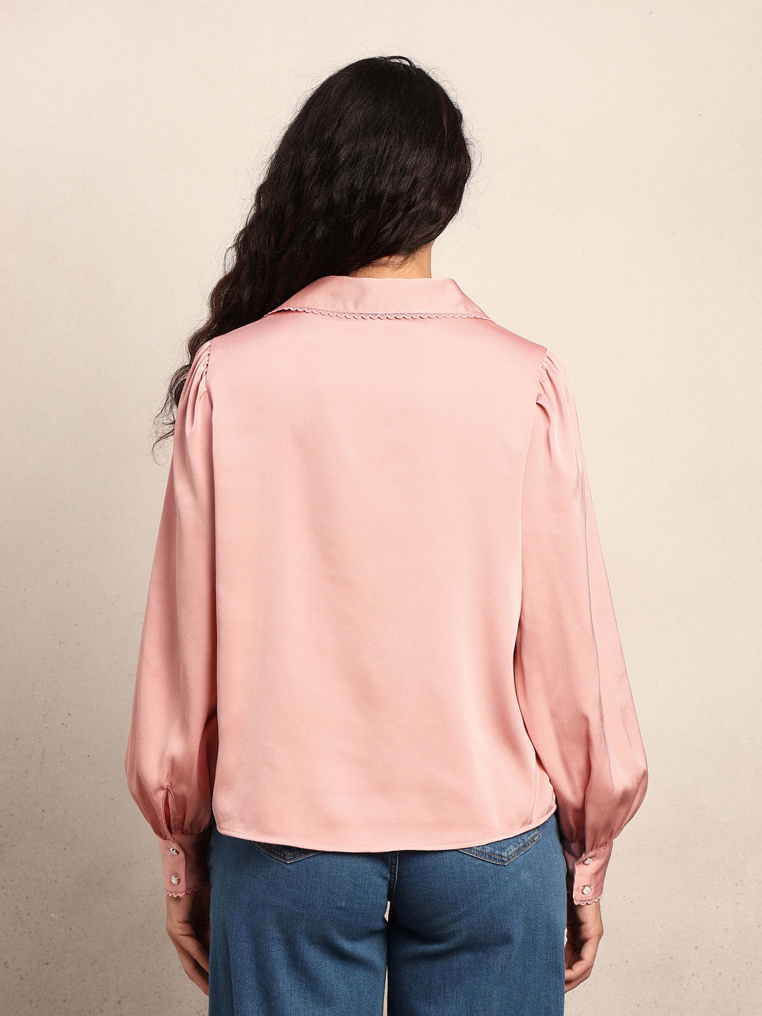 Pink Cuff Sleeves Shirt