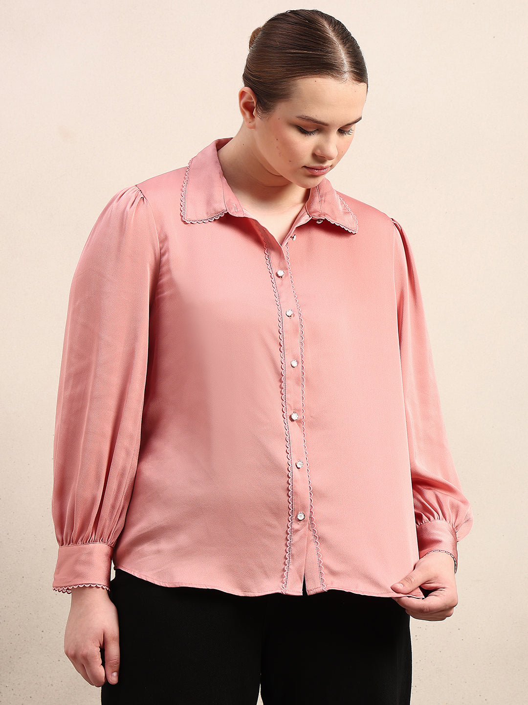 CURVE Pink Satin Shirt