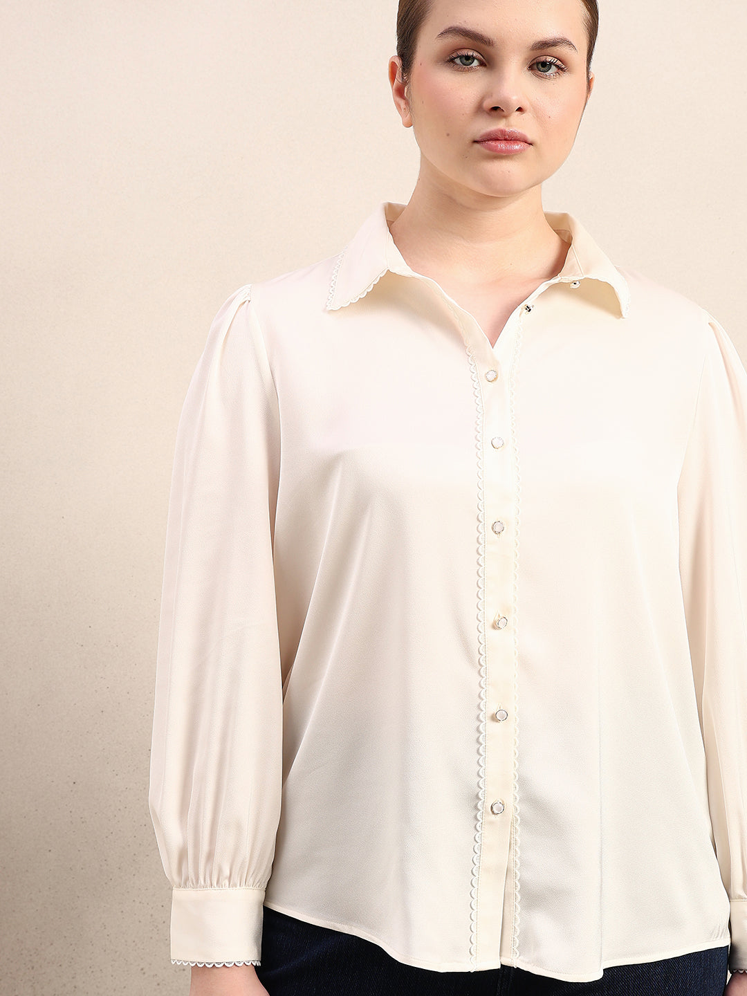 CURVE Pearl Ivory Satin Shirt