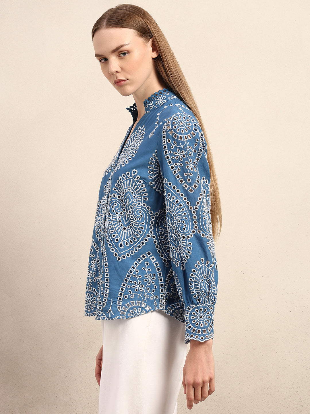 Eyelet Embroidered Cotton Shirt