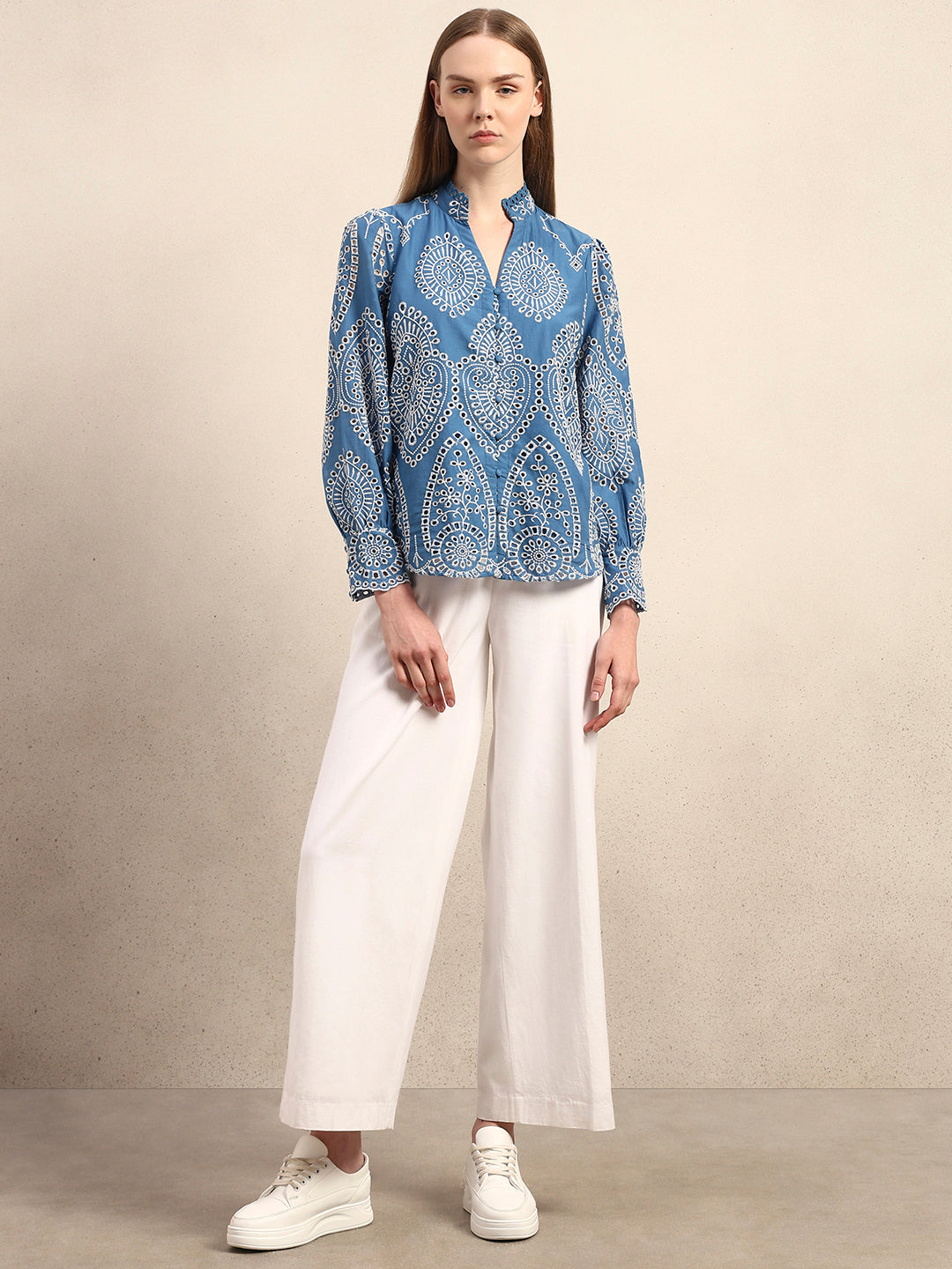 Eyelet Embroidered Cotton Shirt