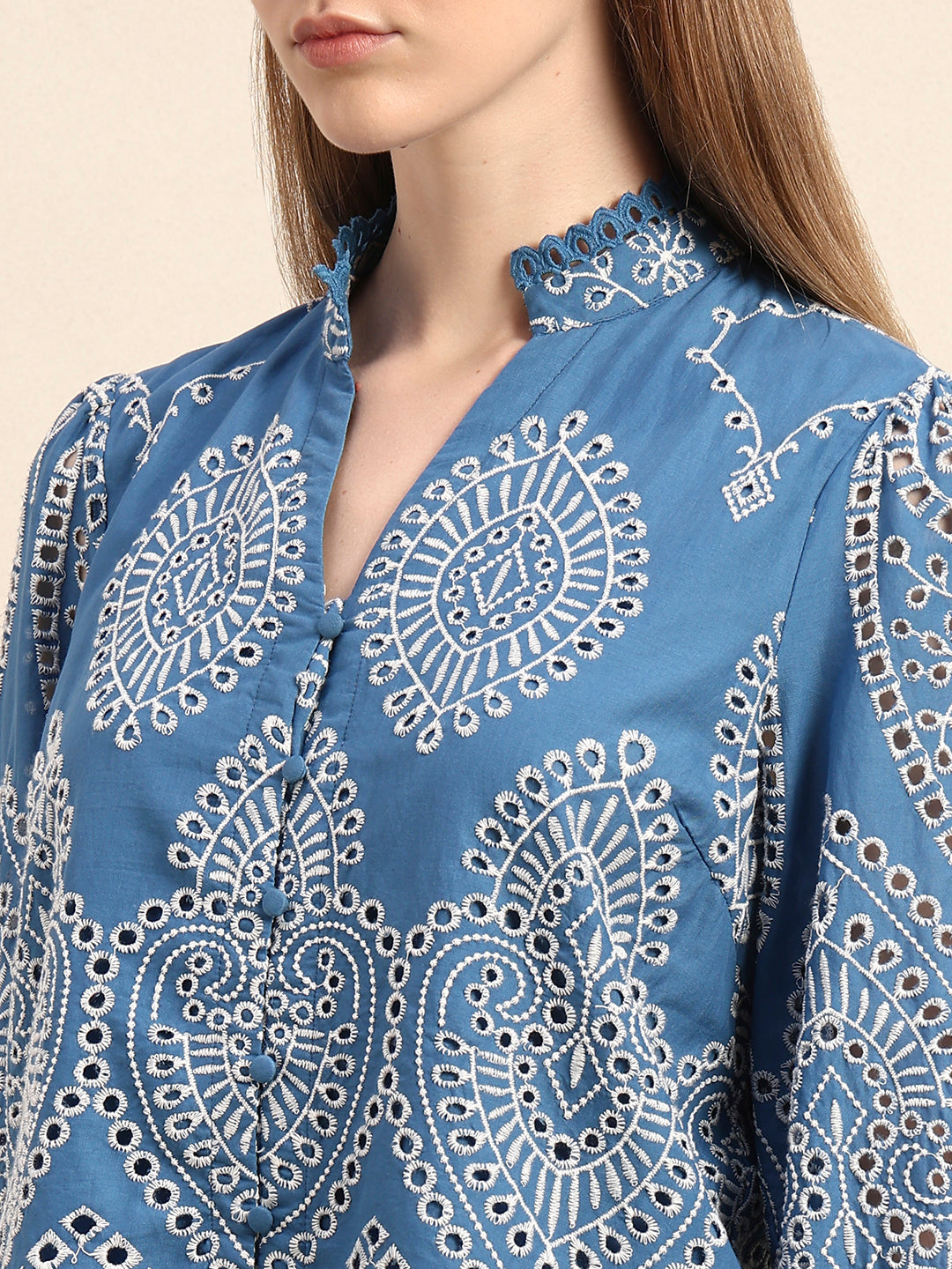 Eyelet Embroidered Cotton Shirt